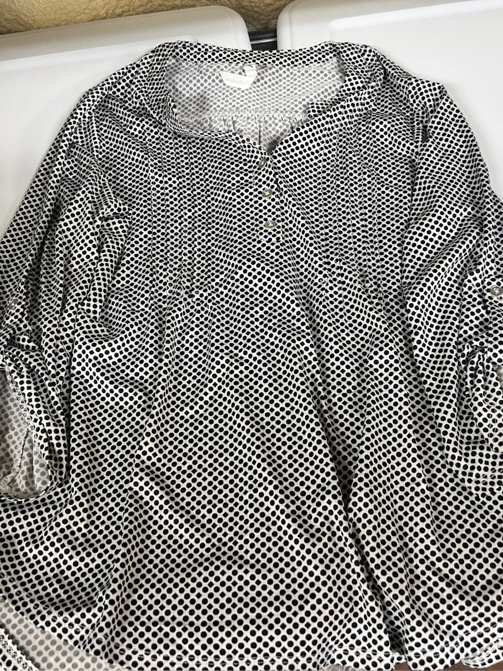 Women’s Medium Black and White Polka Dot Blouse